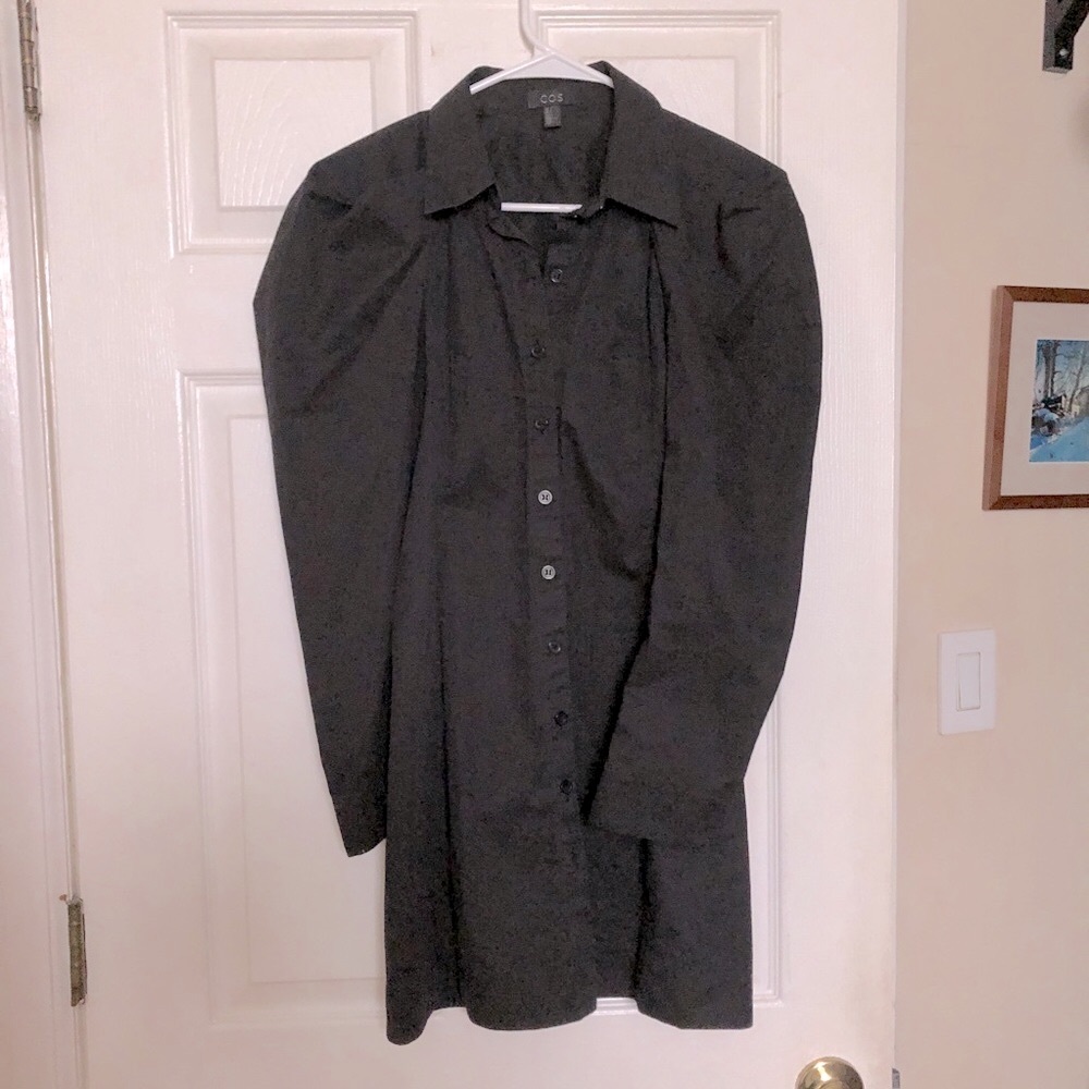 COS Tunic Black Long Round Sleeve Short Dress Long Shirt Top sz 2